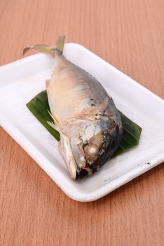 steamed mackerel in foam box