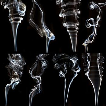 textured of incense smoke on dark background