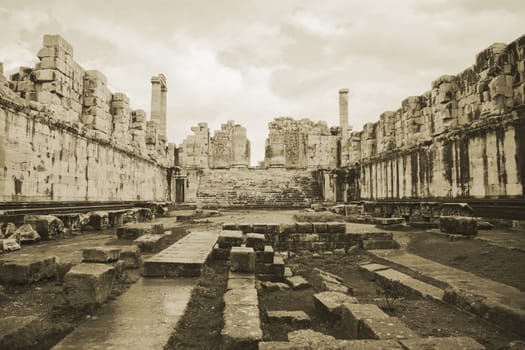 Ruins of ancient Apollo temple in Didyma, Turkey