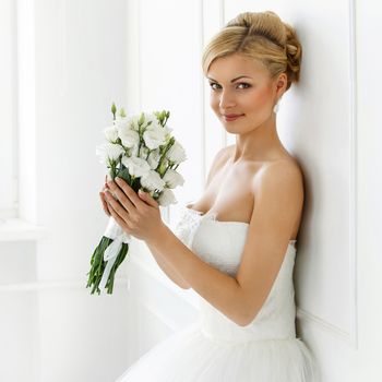 Wedding. Attractive bride with wide smile