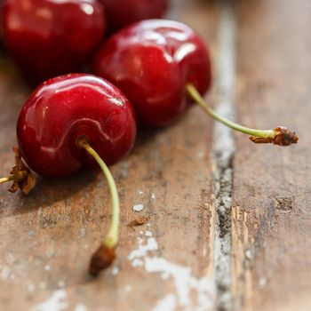 Food, berries. Cherry on the table