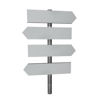 Directional sign with four cartels, 3d render