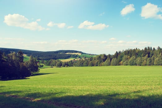 summer landscape in retro colors