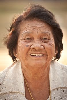 Portrait Of Happy Senior Asian Woman At Outdoor