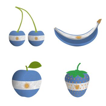 Argentina flag is shape of fruit. Mulberry paper on white background.