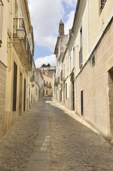 Stone street in the village of Trujillo, Extremadura, Spain.