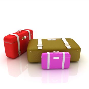 Traveler's suitcases. Family travel concept