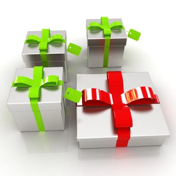 Gifts with ribbon on a white background 