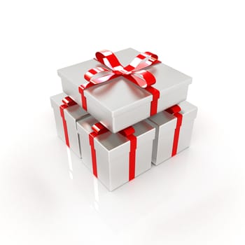 Gifts with ribbon on a white background