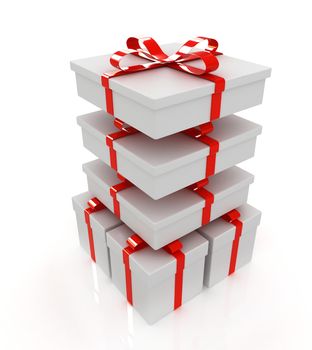 Gifts with ribbon on a white background