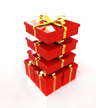 Gifts with ribbon on a white background