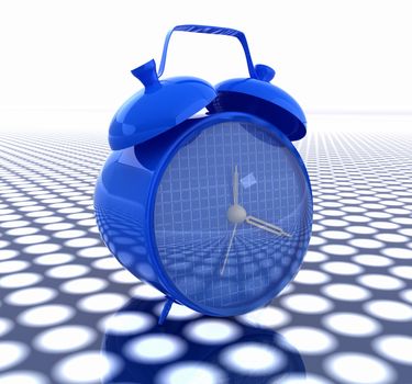 3d illustration of glossy alarm clock. Time concept