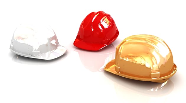 Hard hats on a white background 