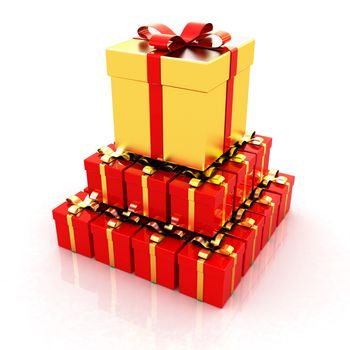 Bright christmas gifts on a white background 