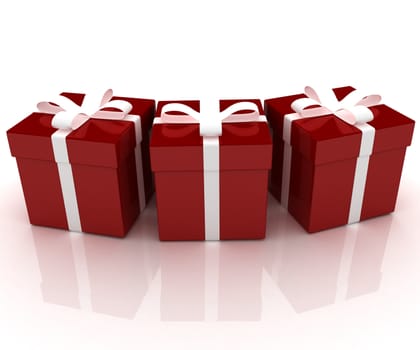 Bright christmas gifts on a white background 