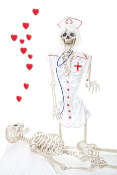 A male skeleton patient with a love crush on his nurse.