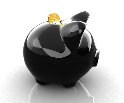 Glossy black piggybank