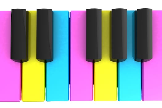 Colorfull piano keys on a white background 