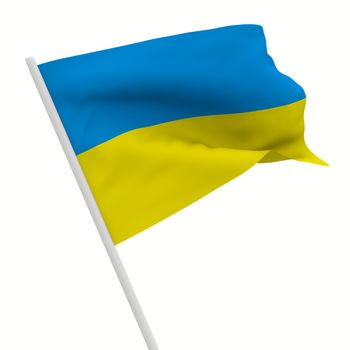 ukraine waves flag on white background. Isolated 3D image