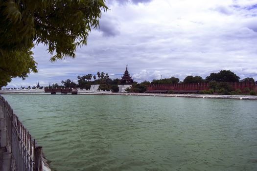 Bastion of Mandalay Palace at Day. Burma.