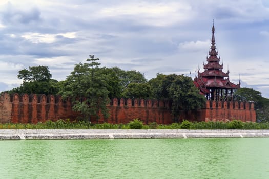 Bastion of Mandalay Palace by Day. Myanmar.