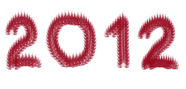 Red number 2012 written in dragon letters on white background