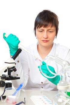 Scientist works in biological or medical laboratory