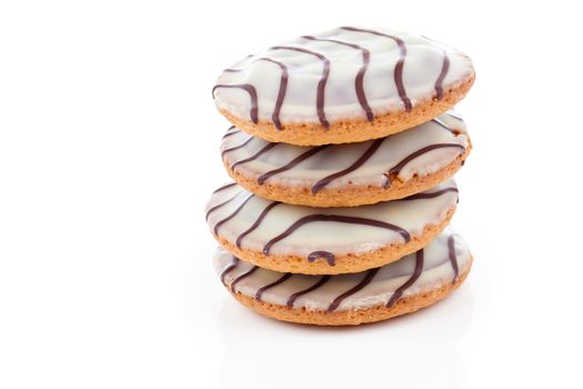 biscuit cookies with cream. Close up. isolated over white background