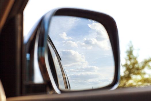 view on the mirror of  the car