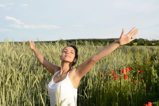 smiling young woman feeling free 