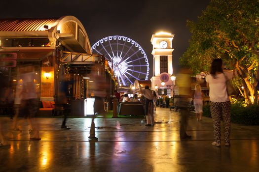 Ferris wheel at night in Bangkok, Thailand