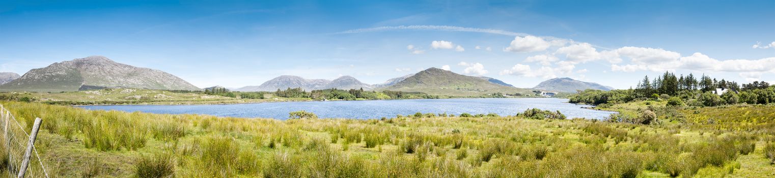 A panoramic image of the Lough Corrib in Ireland