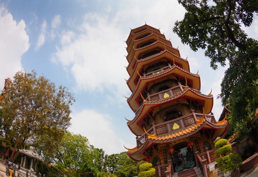 Chinese Temple with blue sky in Bangkok,Thailand at day