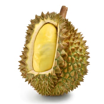 peeled durian isolated on white