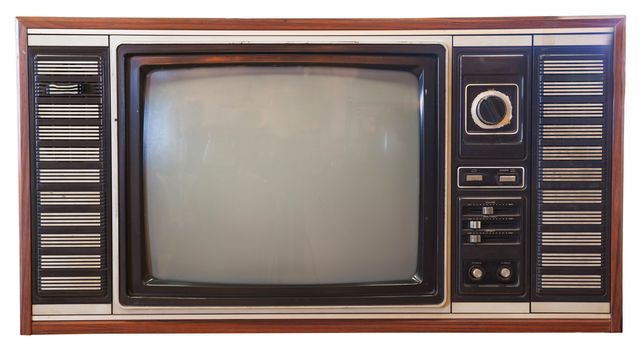 vintage television isolated on white background