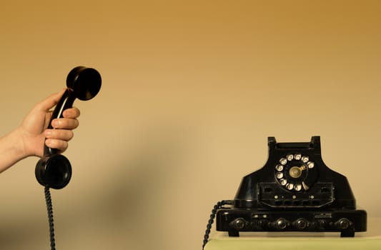 Handing a phone - Rotary phone