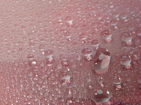 Water drops red background