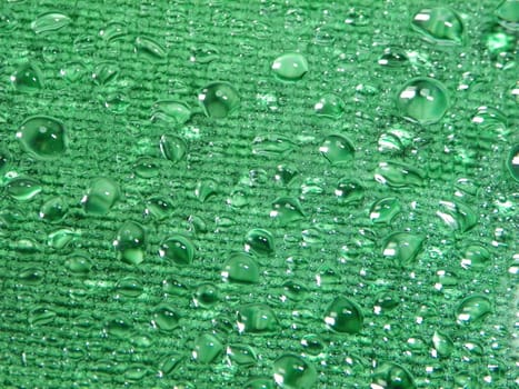 Water drops green background