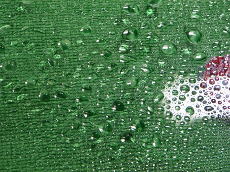 Water drops green background