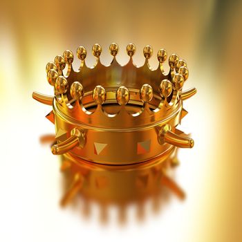Gold crown isolated on gold background 