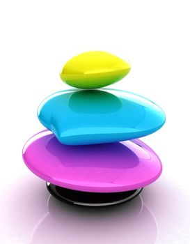 Colorfull spa stones. 3d icon