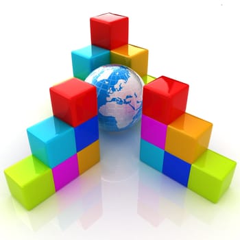 colorful block diagram. Global concept