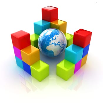 colorful block diagram. Global concept