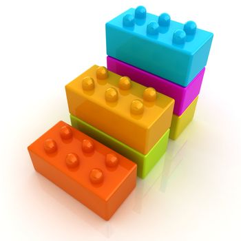 Building blocks efficiency concept on white 