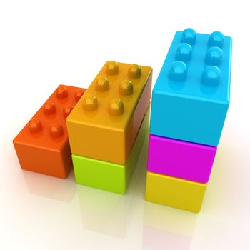 Building blocks efficiency concept on white 