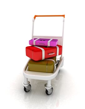 Trolley for luggage at the airport and luggage