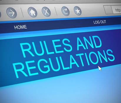 Illustration depicting a computer screen capture with a rules and regulations concept.