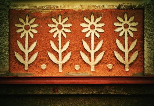 abstract background flowers on the plaster of the house