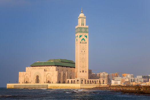 Mosque of hassan II and the sea in casablanca, morocco