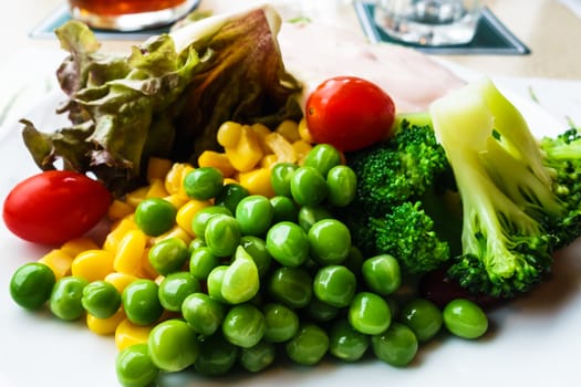 Salad in a white plate